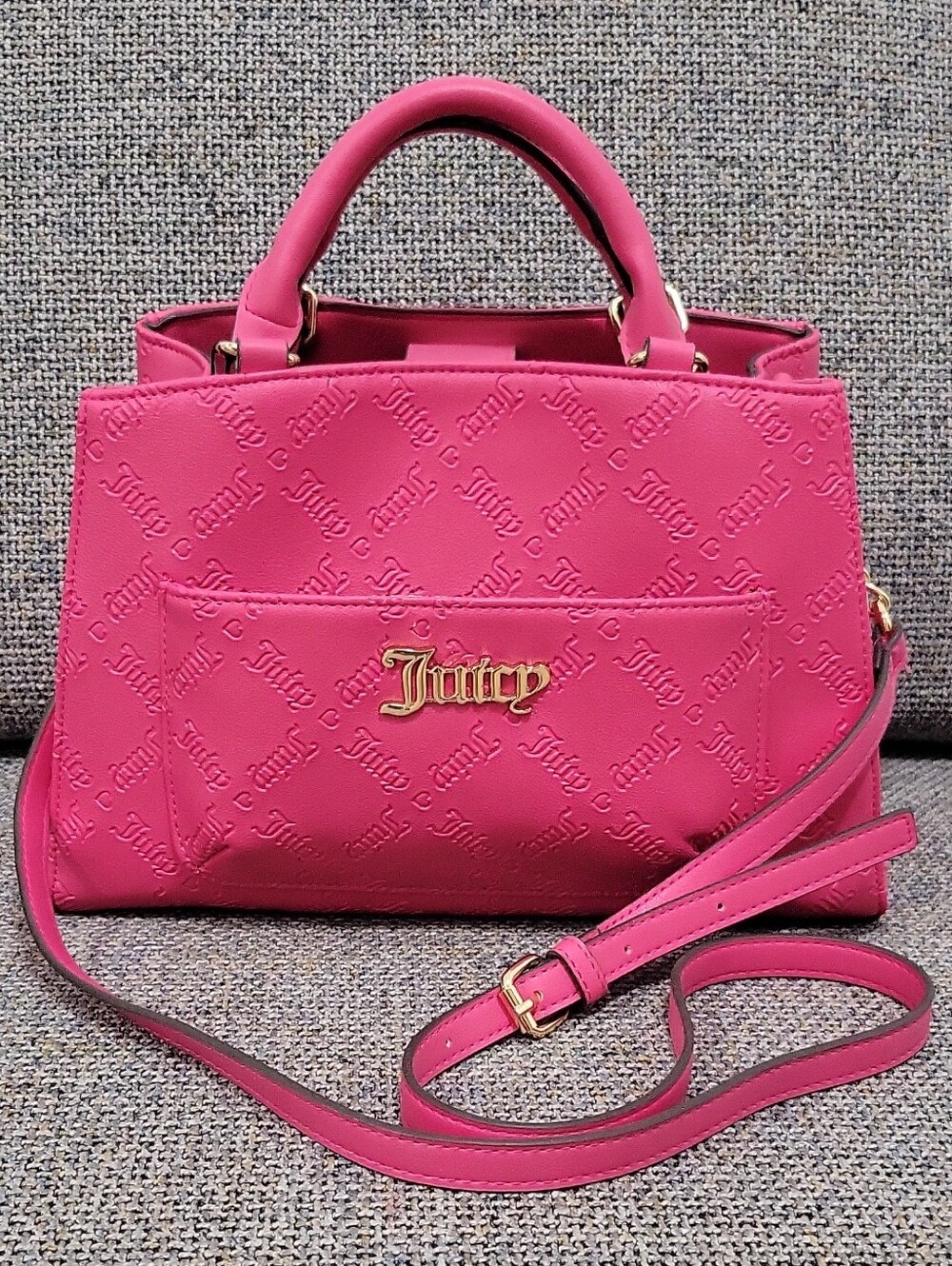 JUICY COUTURE 2pc Pull Out Pouch Satchel in Pink Flash/Duty Blush - Picture 3 of 17